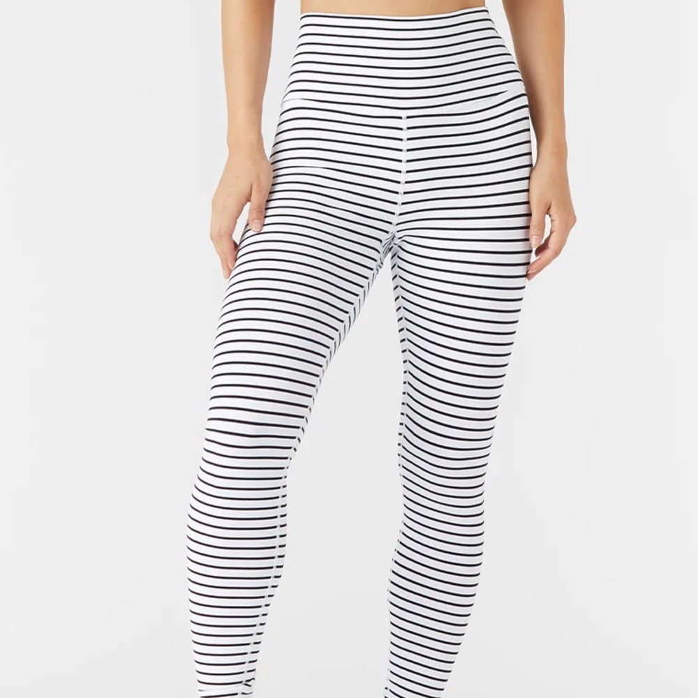 Glyder High Power Legging: White / Black Stripe